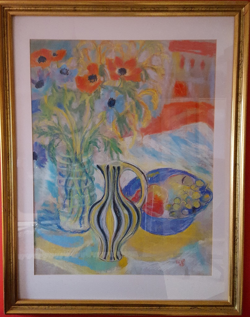 Flowers with fruit bowl
